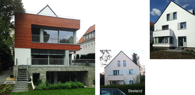 Wohnhaus am Rhein – An- und Umbau, Düsseldorf – Projektcollage