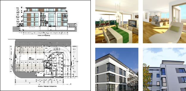 Neubau Mehrfamilienhaus, Düsseldorf-Itter – Projektcollage